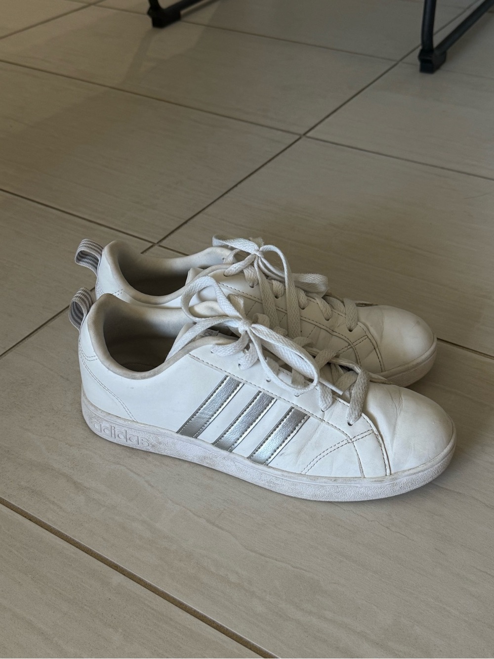 adidas White and Silver Women's Low-Top Sneakers